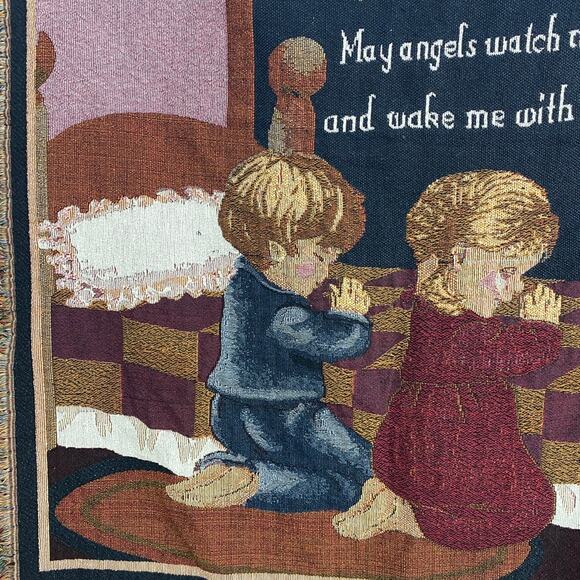 Children’s Prayer Now I Lay Me Down To Sleep Throw Tapestry Blanket 46"x38” - Picture 3 of 4